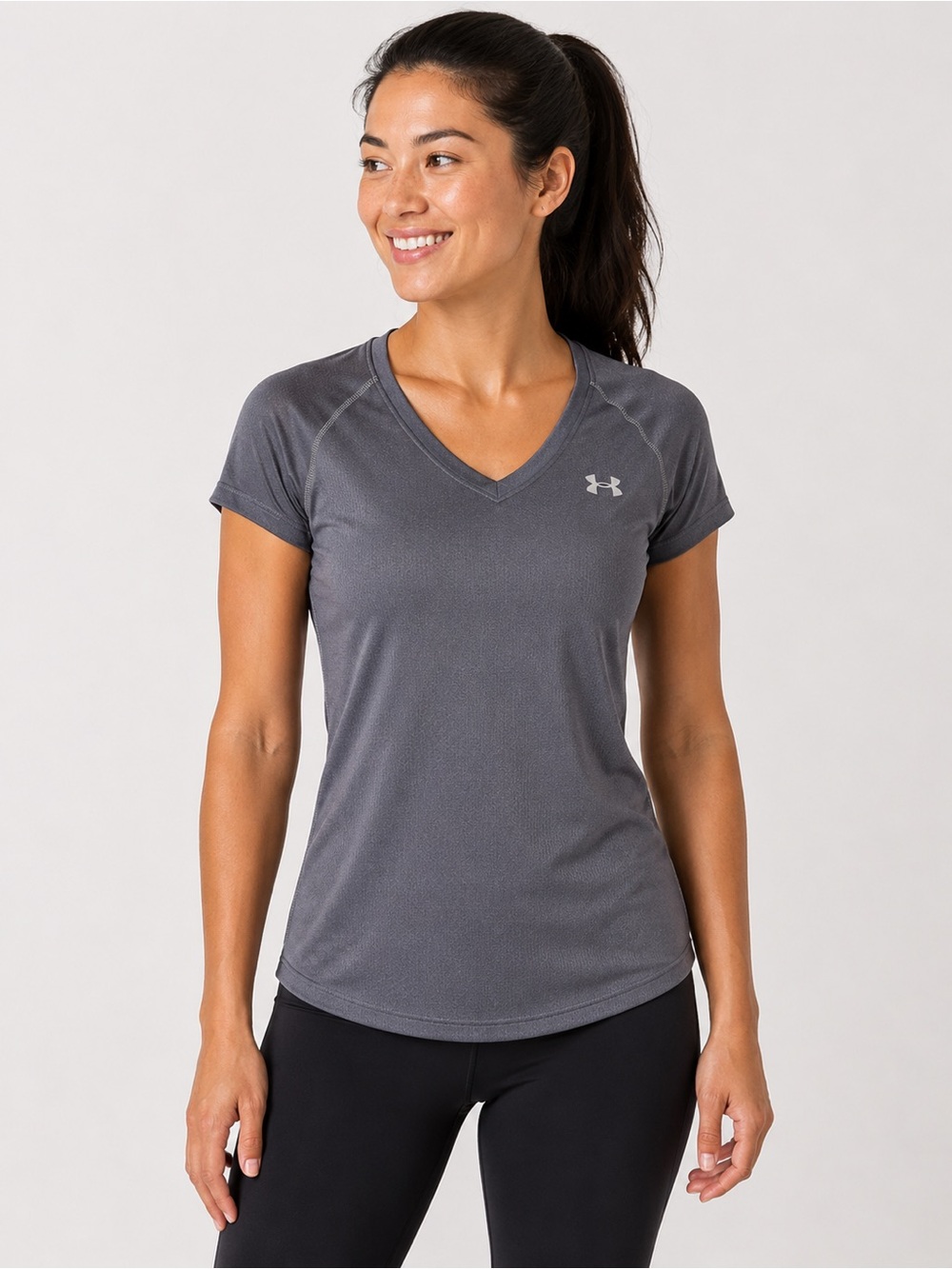 Under Armour Gray V-Neck Short Sleeve Performance Tee, Size Medium, Like New!